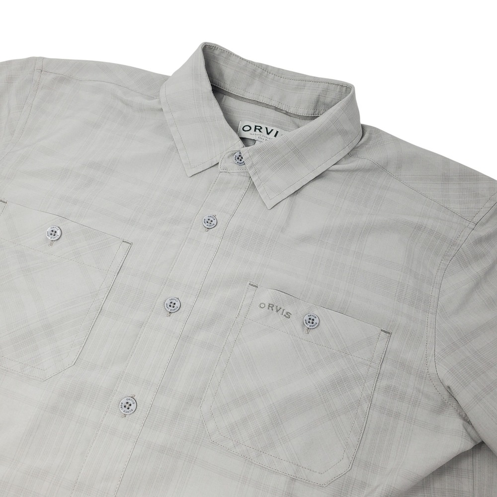 Orvis Shirt Mens M Classic Collection Gray Plaid Button Down Short Sleeve Top